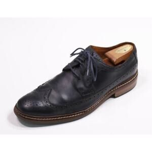 Cole Haan Mens Great Jones Navy Blue Wingtip Brogue Oxford Dress Shoes 11 M